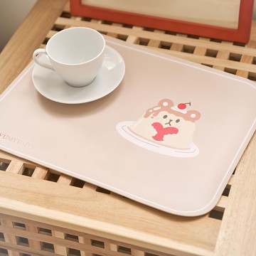 沐慕家居 隔熱餐墊熊 可愛造型 4個  布丁熊 粉紅色