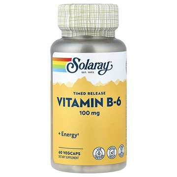 Solaray, 緩釋，維生素 B-6，100 毫克，60 粒素食膠囊