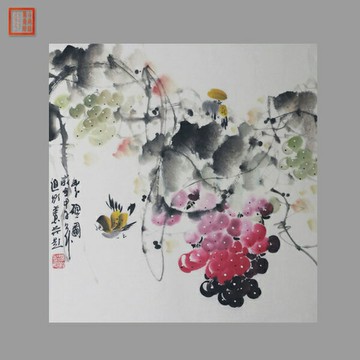 寫意字畫-豐碩圖 真跡手繪書字國畫作品七天預購+現貨