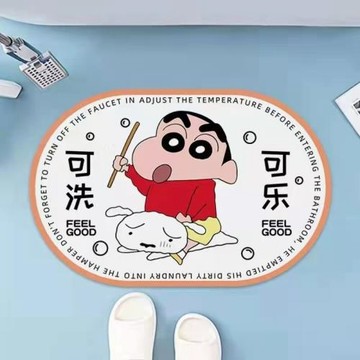 蠟筆小新卡通硅藻泥軟地墊浴室衛生間廁所吸水墊門口速干腳墊門墊