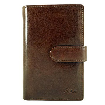 Sika - 義大利時尚真皮壓扣中夾A8283-02 - 深椰褐