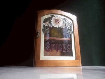 【老時光 OLD-TIME】早期二手歐美風格彩繪玻璃香料收納壁櫃