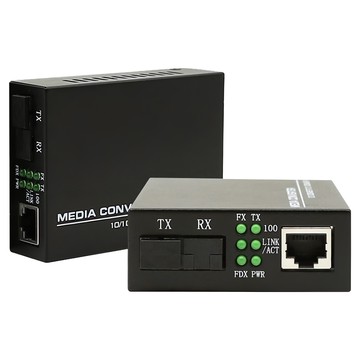 Neon 台灣霓虹 百兆RJ45轉SC單模單芯光纖光電轉換器 金屬外殼 傳輸距離>25km  1組  95mm