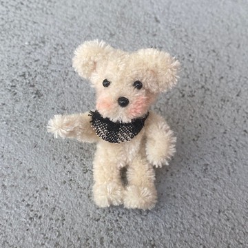 不是三胞胎(杏色)小白熊站著9cm-毛根扭扭棒手作/娃娃寵物玩偶