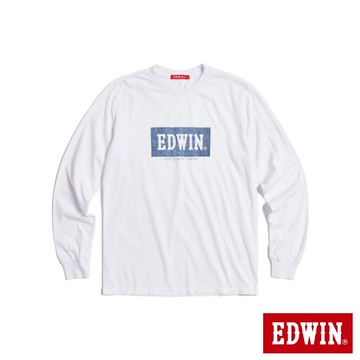 EDWIN 男款 人氣復刻 丹寧LOGO長袖T恤(白色)