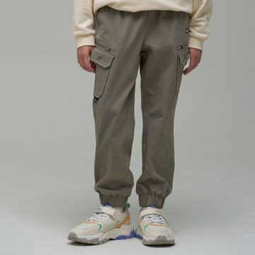 童裝 ADVENTURE 刷毛運動長褲 - 軍綠色