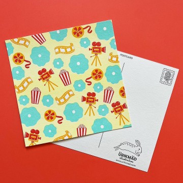 電影與薄荷綠花朵明信片