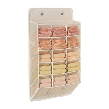 小麥購物 壁掛式內衣褲收納掛袋 L2101 15格  55 x 30cm  米色  1個