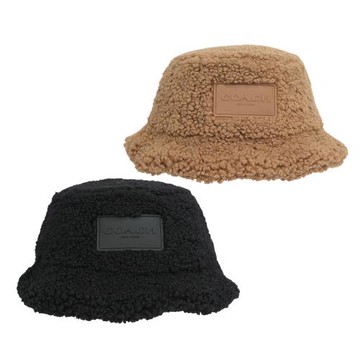 COACH 方形標誌棉質毛絨漁夫帽(任選) CY049