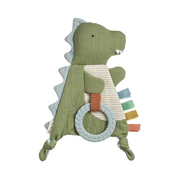 itzy ritzy 柔棉咬咬安撫巾 內藏響紙與鈴鐺  呆萌恐龍 綠色  1條