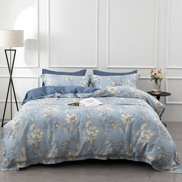 LoveCity 寢城之戀 50支100%萊賽爾天絲 床包枕套組 台灣製 幽蘭藍  1件  薄床包X1+薄枕套X1+鋪棉兩用被套X1  單人3.5尺