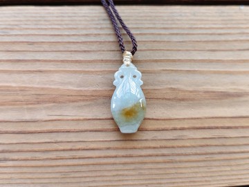 【親翠】天然翡翠 冰撒金漂亮花瓶保平安調整式繩鏈