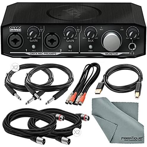 Mackie Onyx Series Producer 2-2 USB MIDI Audio Interface with MIDI XLR TRS USB Cables and Cleaning Cloth Basic Audio Bundle