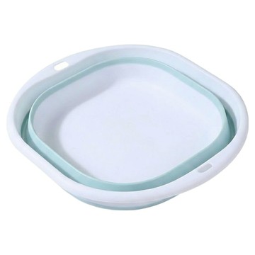 葉子小舖 多功能折疊臉盆 大 藍白色 節省空間 方便收納  1個