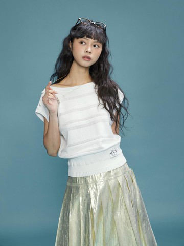 DEWLIAN Stripe Pull-over Sweater [White] (D252KSK272)