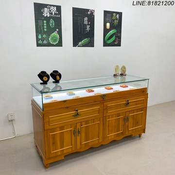 珠寶櫃 展示櫃 展示架 陳列櫃 免運 速發 開立發票 復古實木珠寶展示櫃玉器翡翠展櫃首飾銀飾玻璃櫃臺古玩飾品陳列櫃