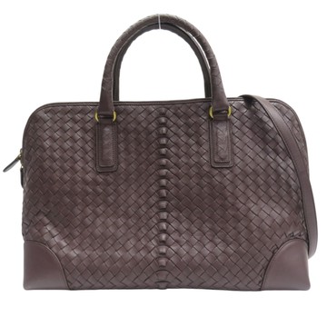【二手名牌BRAND OFF】BOTTEGA VENETA BV 寶緹嘉 棕色 羊皮編織 兩用包