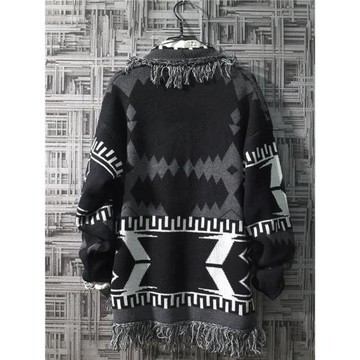 日系復古秋冬民族風針織衫中國風開衫韓版休閑V領網紅毛衣男外套