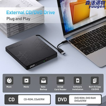 【五合一高速刻錄】外置光驅 刻錄機 光驅 外接光驅 電腦光驅 筆記本臺式機通用 USB即插即用 免驅動安裝 辦公學習必備