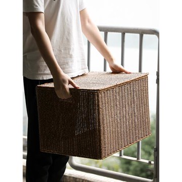 收納箱有蓋藤編整理箱抽屜衣服玩具儲物盒編織衣物收納筐家用大號