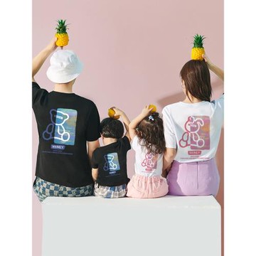 炸街親子裝夏裝一家三口四口短袖2025新款夏季母子母女裝高端t恤
