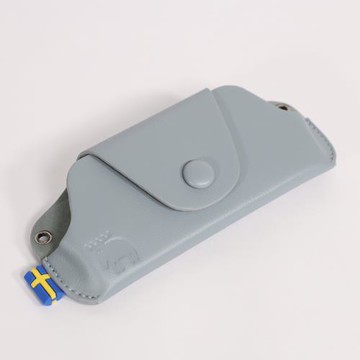 moz瑞典 駝鹿 防潑水 皮革 眼鏡包(灰藍)