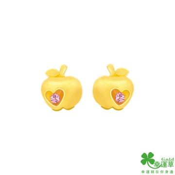 幸運草金飾 蘋安順心黃金/水晶耳環