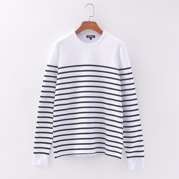 【佛】輕奢品牌折扣男裝秋季新款撞色條紋百搭長袖潮男衛衣1N397