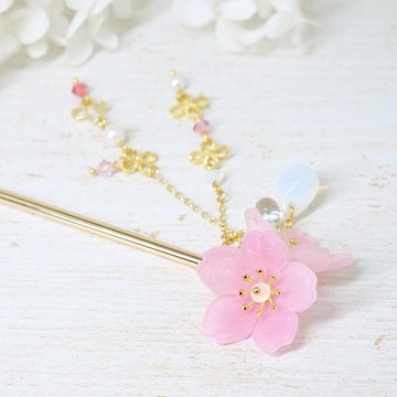 (可客製)2way櫻花髮簪 【玲瓏音】