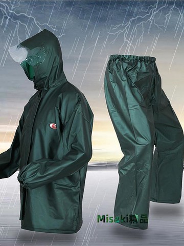 雨衣雨褲套裝分體防水海膠雙層復合珠光騎行外賣雨衣套裝男士女-Misaki精品