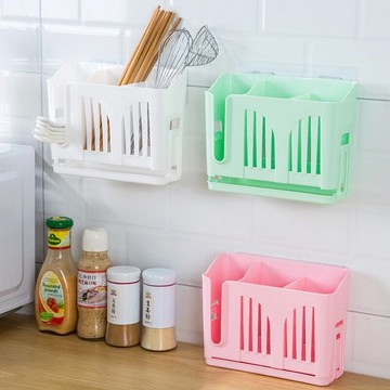 廚房壁掛筷子籠 塑料瀝水筷子架掛式勺子收納架 收納盒筷子筒筷籠