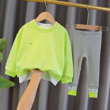 女.童休閑衛衣套裝2024春秋新款兒1童網紅秋裝女寶寶韓版兩件套潮