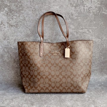 美國百分百【全新真品】Coach 肩背包 休閒 女包 教練包 大容量 logo 專櫃配件 駝色印花 AC11 女神手袋