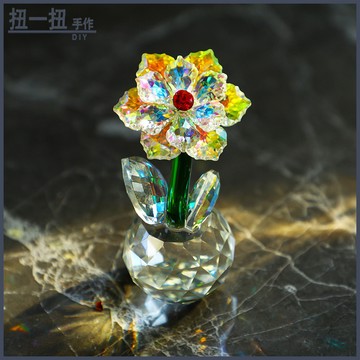 手作材料⭐ 七彩稜鏡新款水晶太陽花桌麵擺件小朋友創意生日禮物陽光捕手水晶 手作輔材 DIY材料