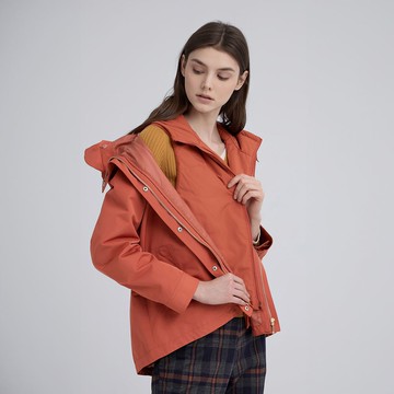 ILEY伊蕾 真兩件式立領鋪棉外套(磚；M-2L)