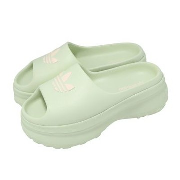 adidas 愛迪達 涼拖鞋 AdiFom Stan Slide W 女鞋 綠 米 厚底 增高 三葉草 JH7467
