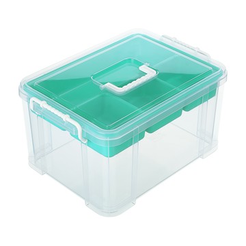 KEYWAY 慕尼手提雙層整理箱15L-2入(文具小物 五金工具 收納箱 MIT台灣製造)