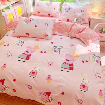 台灣發貨🔸兒童床組✅小豬佩奇床單 全棉卡通床品 純棉四件套 床笠三件套 純棉被套