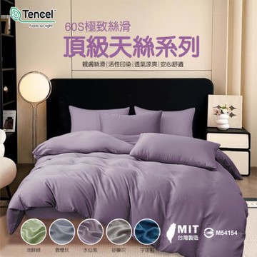 【台灣製】頂級100%60支素面天絲二件式床包組-單人/五色任選