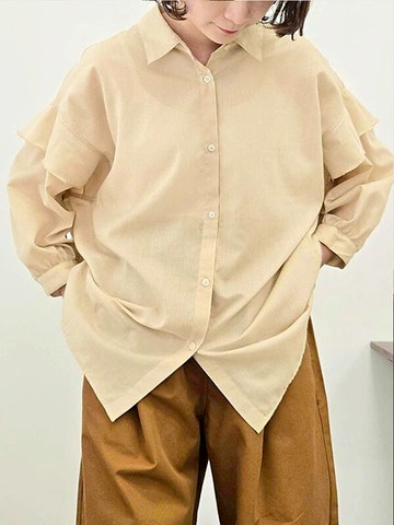 甜美荷葉袖分層設計排釦翻領襯衫(0F001152610) - Samansa Mos2