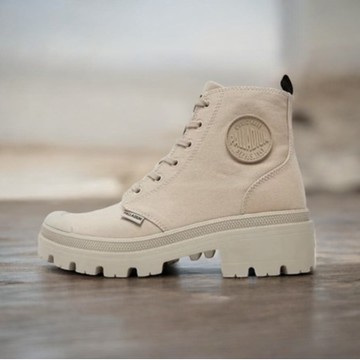 PALLADIUM PALLABASE TWILL拉鍊美腿靴 女款 沙色 96907-260 - 6H (23.5cm)