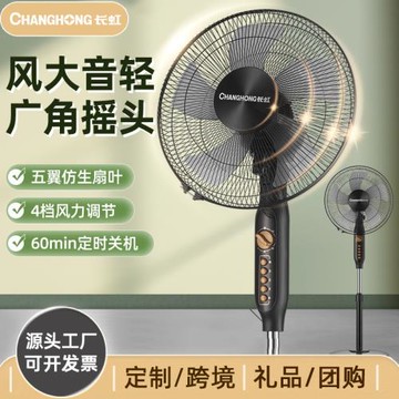長虹電風扇家用落地扇辦公宿舍低音搖頭立式落地扇定時電風扇批發