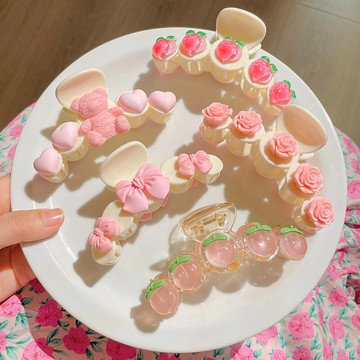 夏季山茶花大號抓夾少女發夾氣質優雅后腦勺鯊魚夾子發卡頭飾