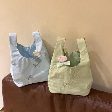 桃園出貨✨小清新蝴蝶結刺繡手拎包少女心便攜小布包日常通勤可愛收納包精緻