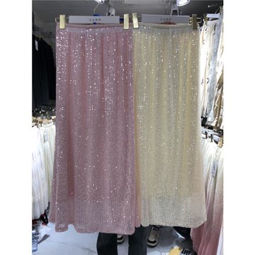 24春季高級感細閃閃亮片半身裙網紅小眾裙子中長款直筒a字包臀裙