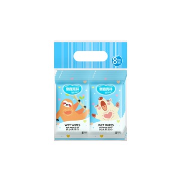 奈森克林 歡樂動物純水柔濕巾8抽*8包*6組共48包