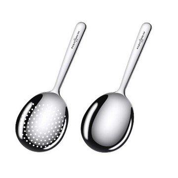 PUSH!餐具廚房用品304不銹鋼湯匙 漏勺 分菜勺 分餐勺 公用勺 漏勺 飯店級公勺 漏勺套裝大號E198