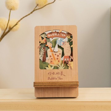 【微風景手機架-珍珠奶茶】台灣紀念品 / 名片座 / 辦公小物