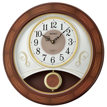 seiko SK037 精工鐘 (QXM367B) 古典優雅歐洲搖擺圓形音樂鐘/45*9.5 cm｜樂天全館特惠中★指定刷卡回饋10%