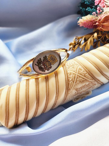 美國西洋古董飾品 / REED BARTON西班牙大馬士革工藝11月寒菊手環